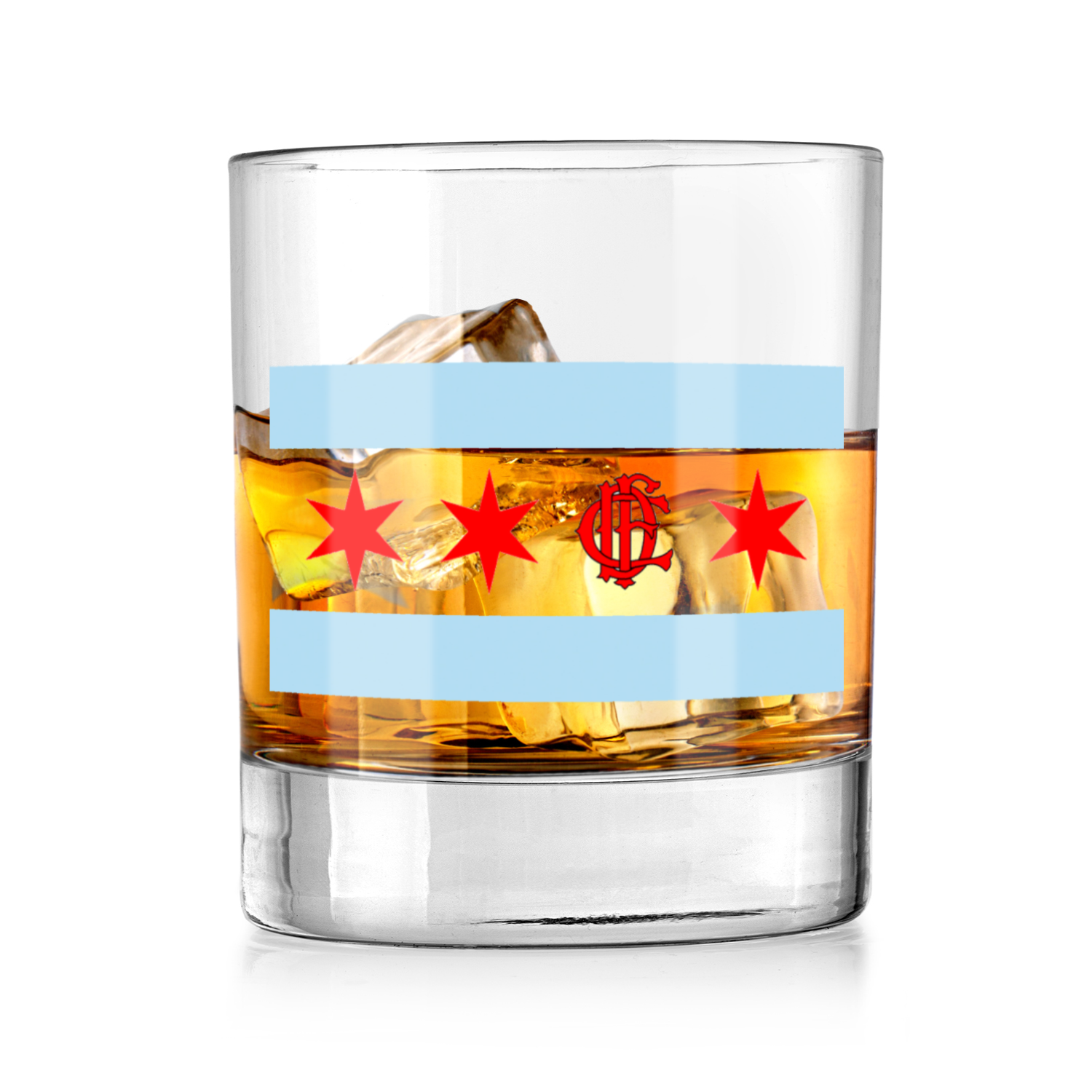Chicago FD/EMT Flag Whiskey Glass