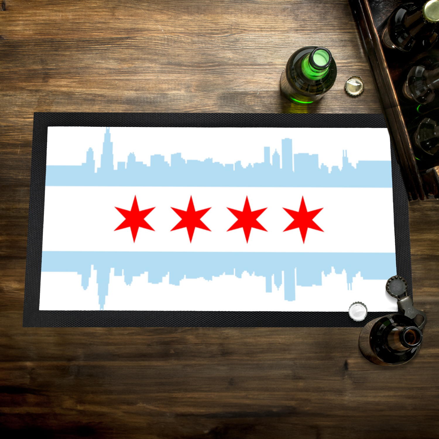 Chicago Skyline Flag Bar Mat