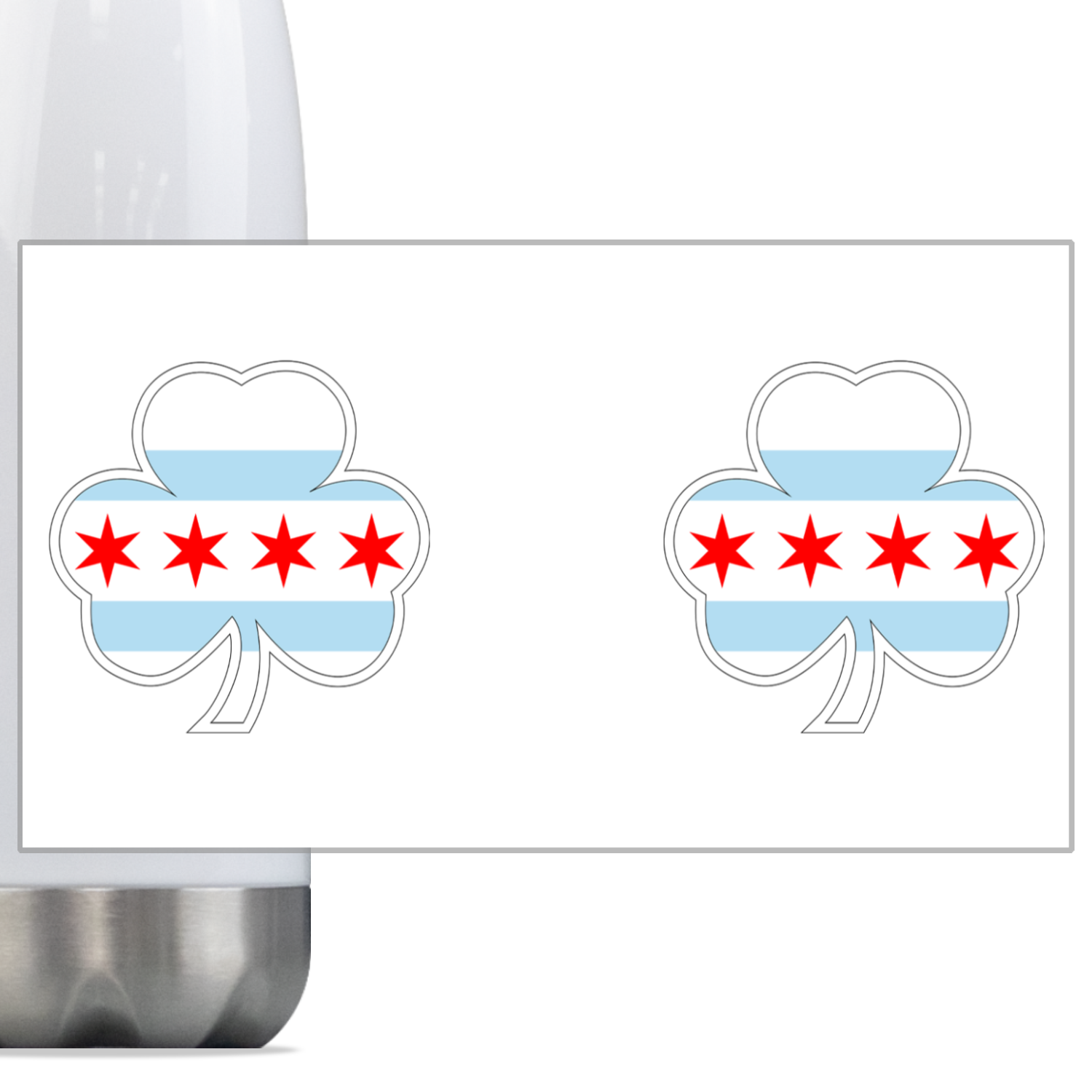 Chicago Flag Shamrock Steel Slim Water Bottle