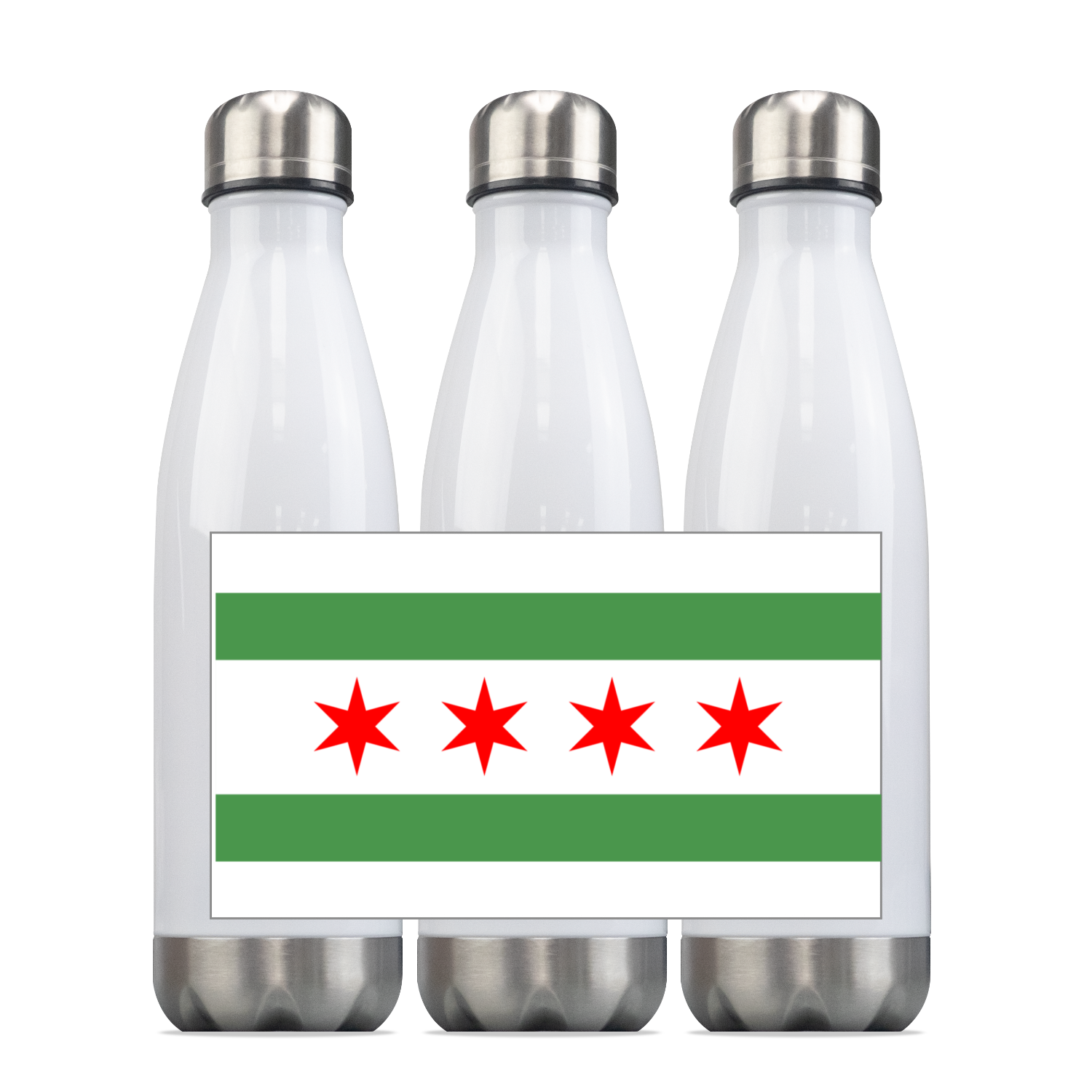 Chicago Flag Green River Steel Slim Water Bottle