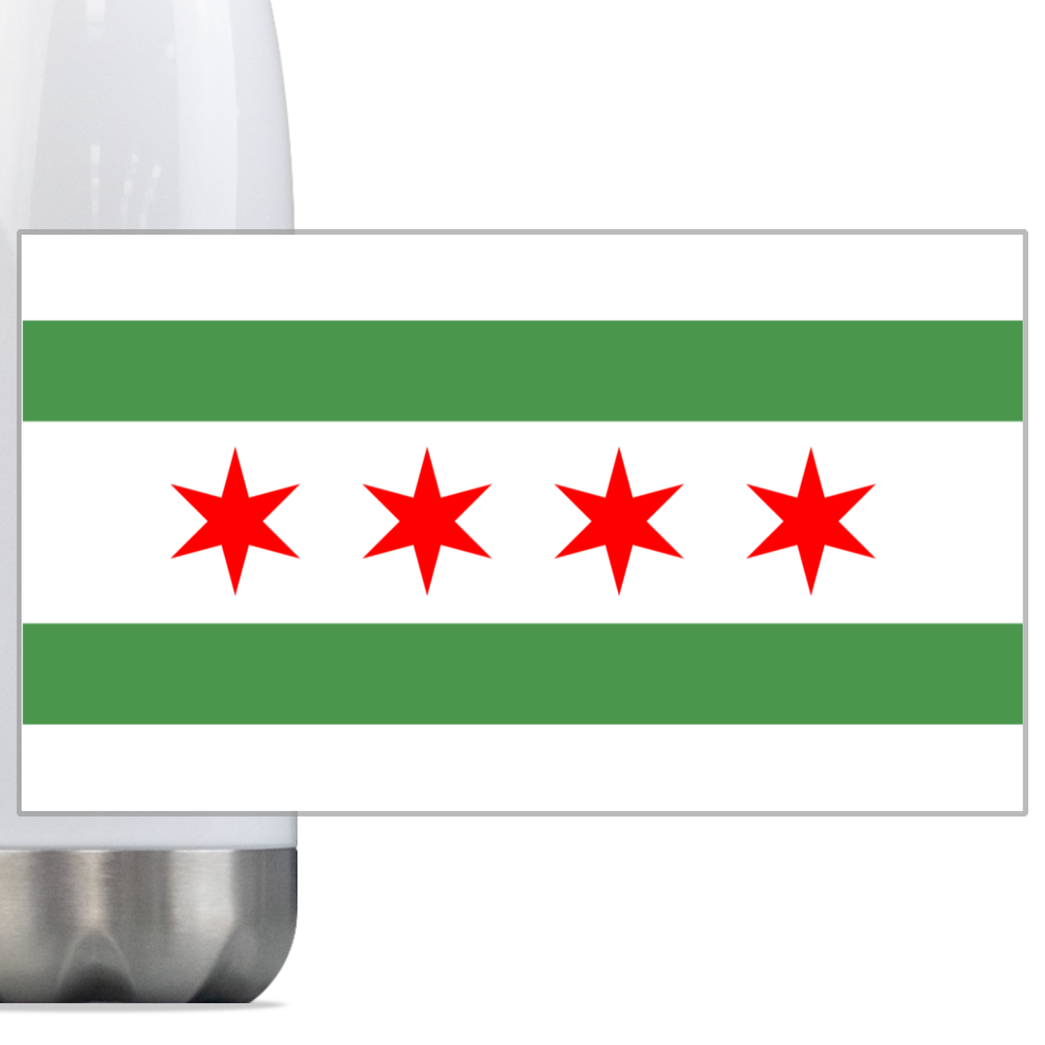 Chicago Flag Green River Steel Slim Water Bottle