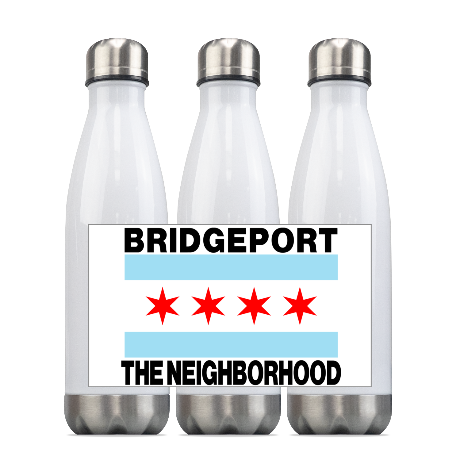 Chicago Flag Bridgeport Steel Slim Water Bottle