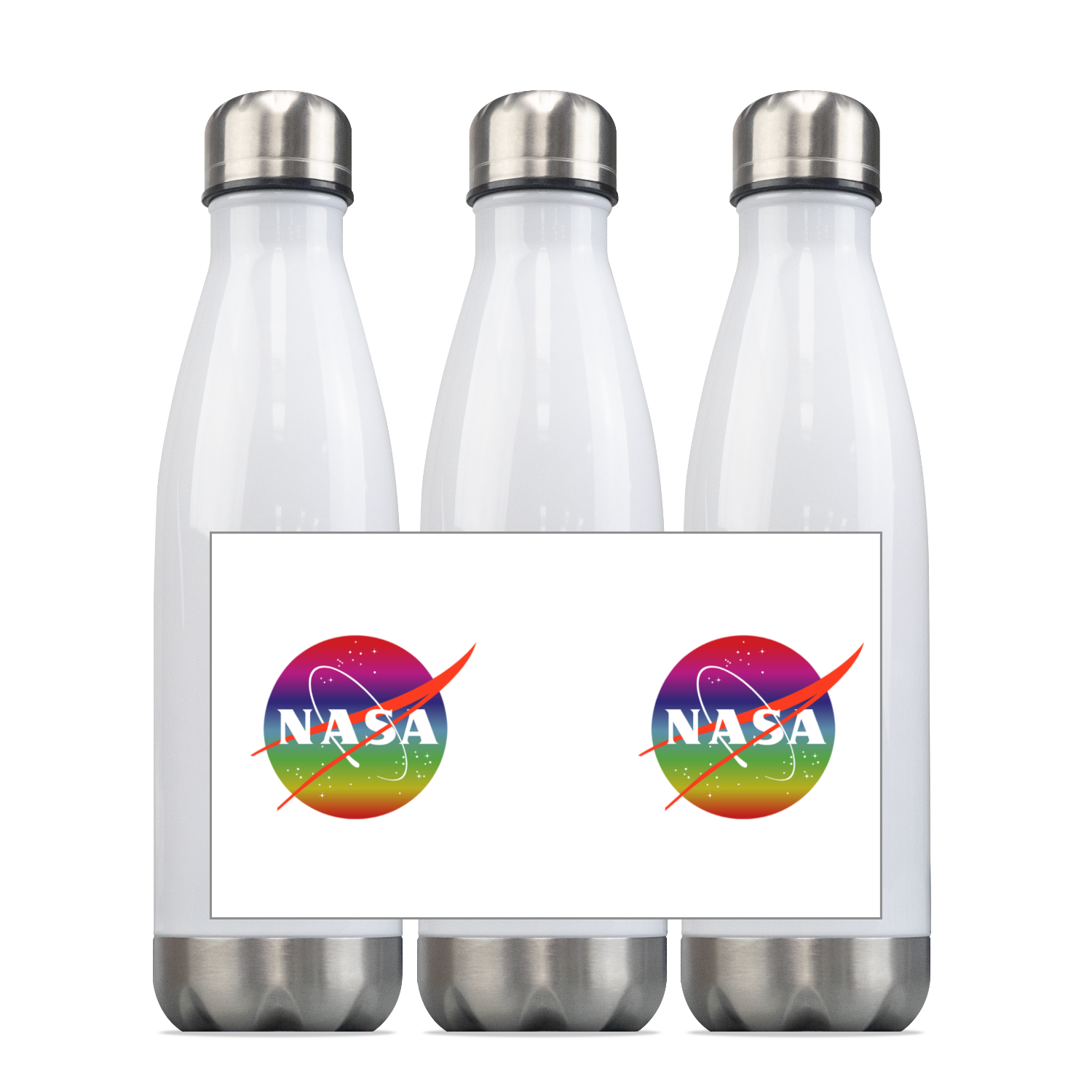 NASA Rainbow Steel Slim Water Bottle