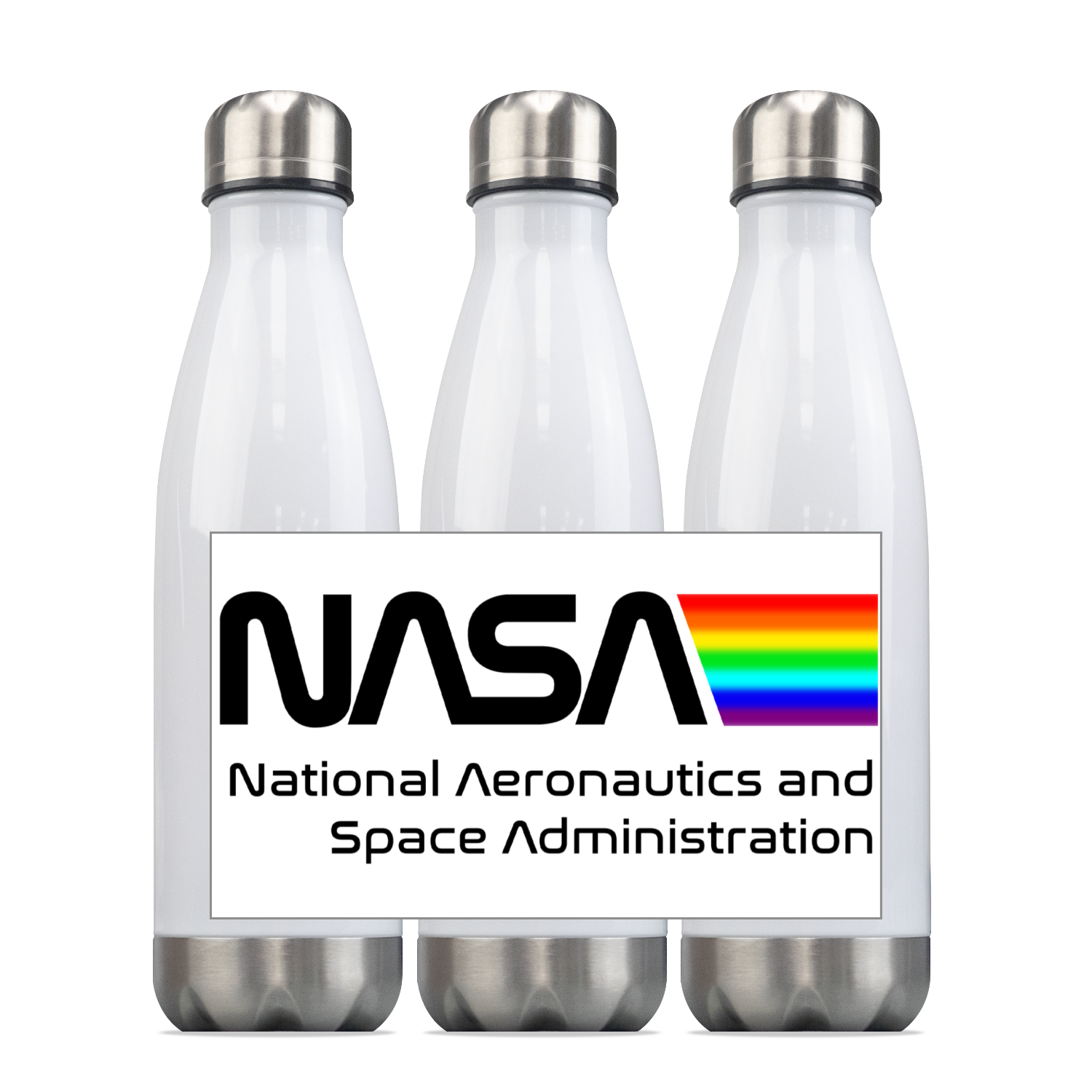 NASA Space Logo Steel Slim Water Bottle