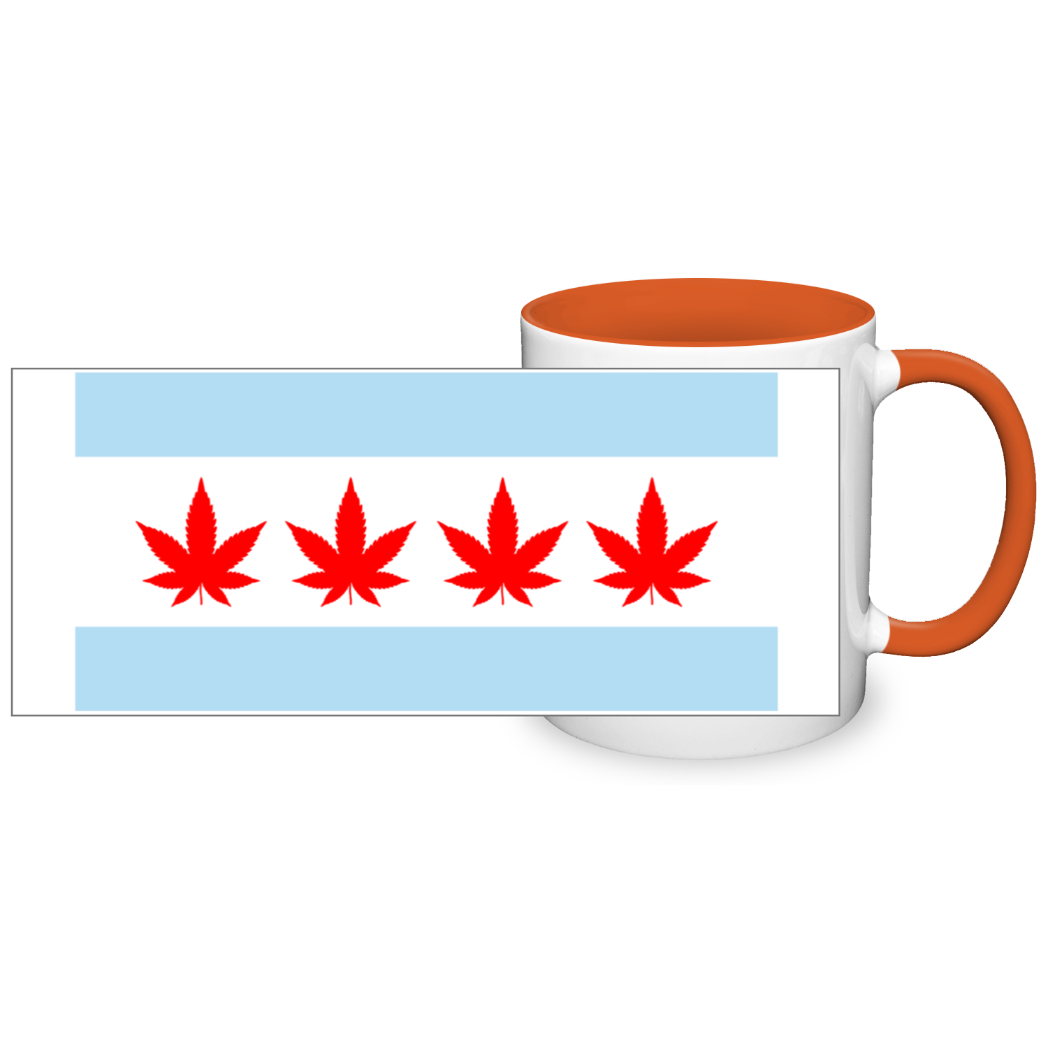 Chicago Flag Four Pot Leaf 11oz 2 Tone Mug