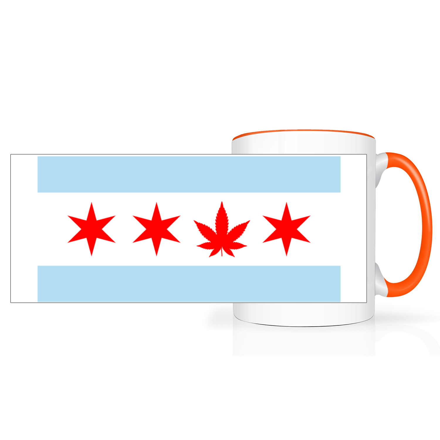 Chicago Flag Single Pot Leaf 2 Tone 15oz Mug