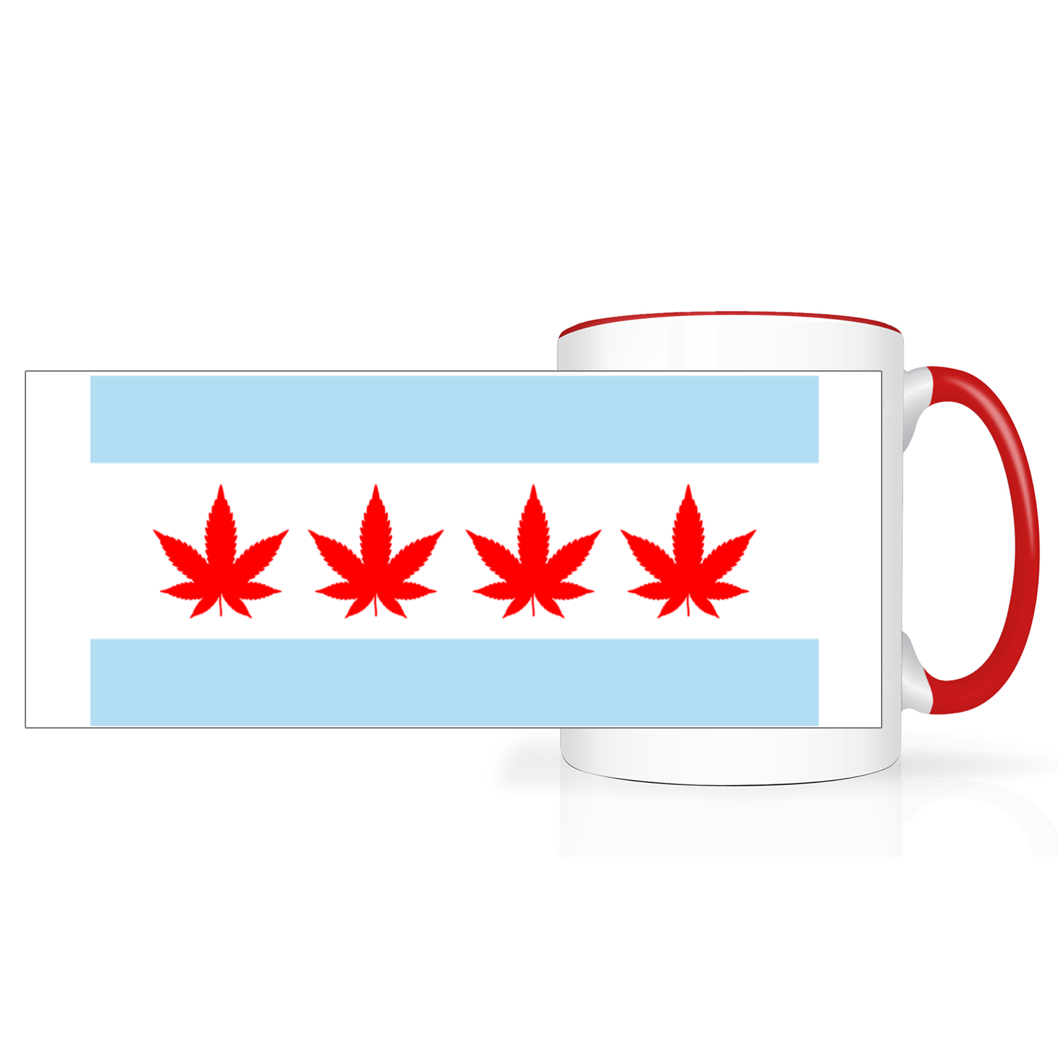 Chicago Flag Four Pot Leaf 2 Tone 15oz Mug