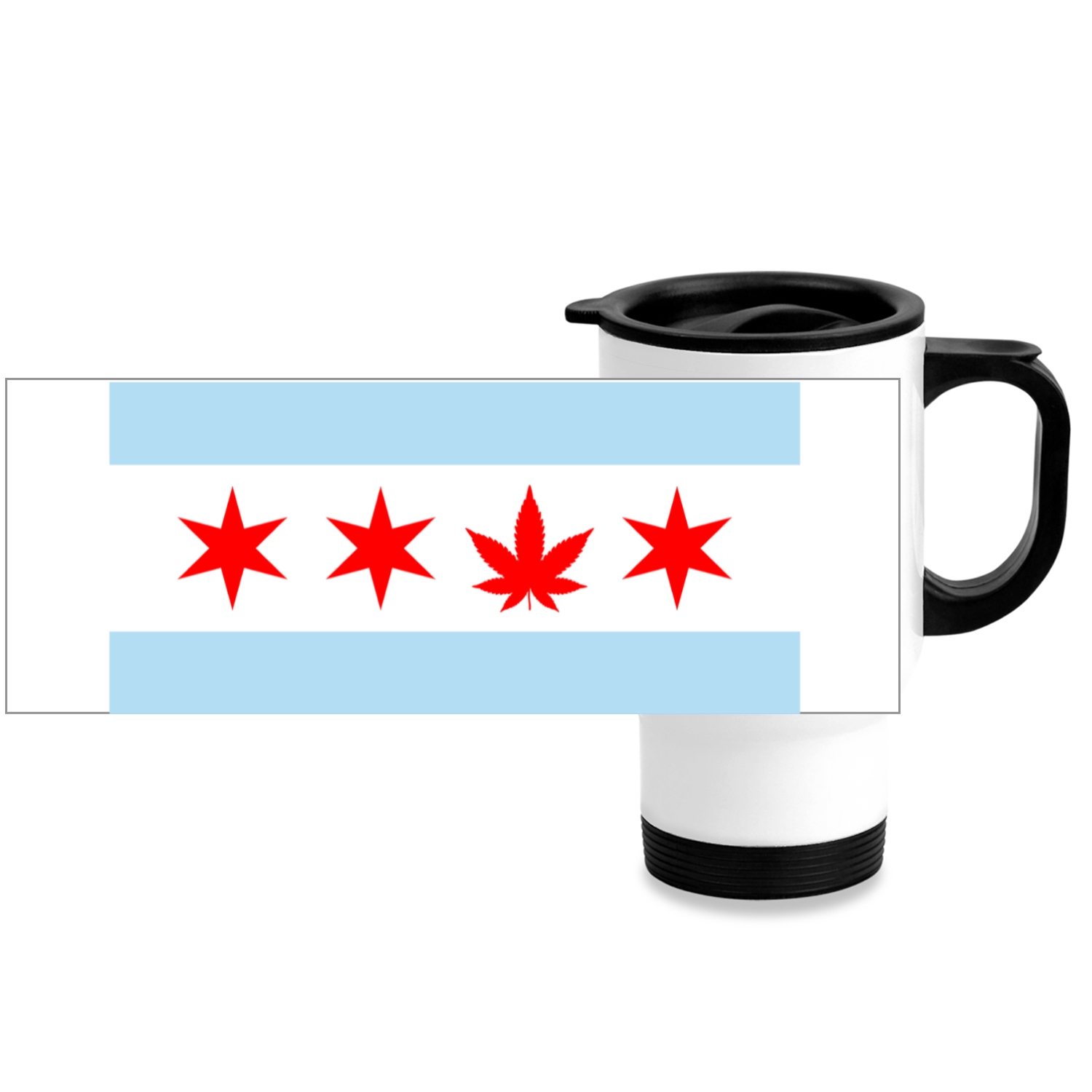 Chicago Flag Single Pot Leaf Stainless Steel Travel Mug