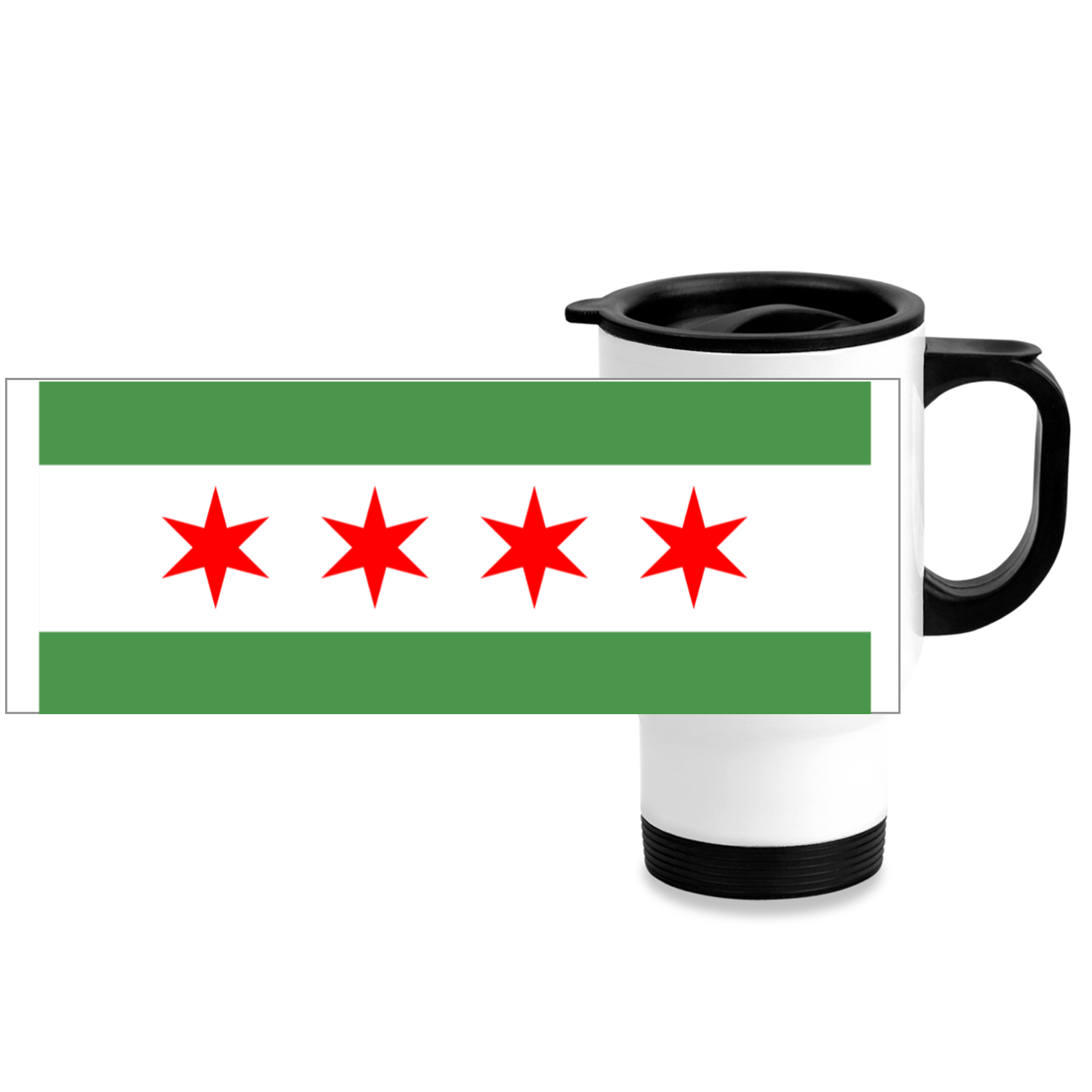Chicago Flag Green River Stainless Steel Travel Mug
