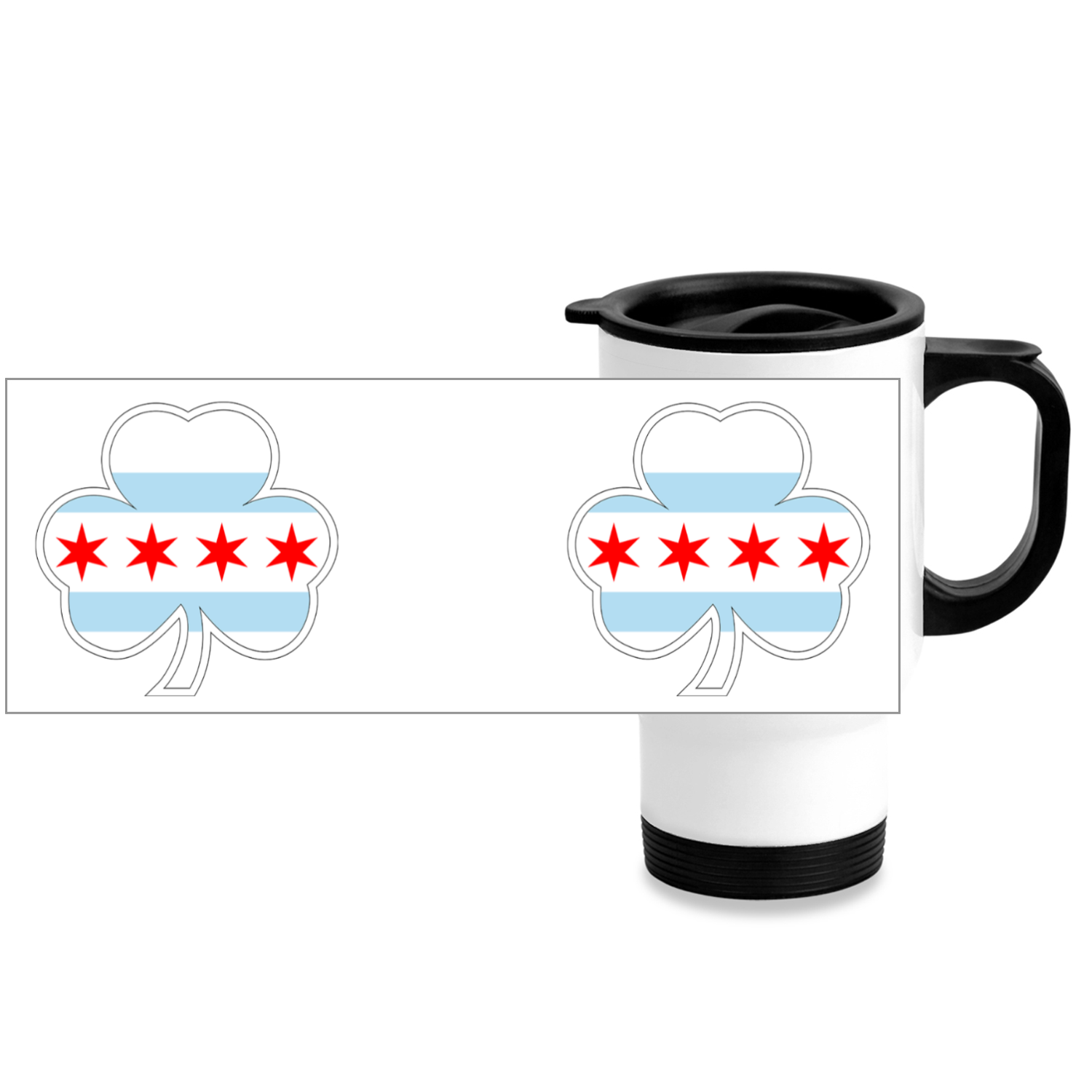 Chicago Flag Shamrock St. Patty’s Stainless Steel Travel Mug