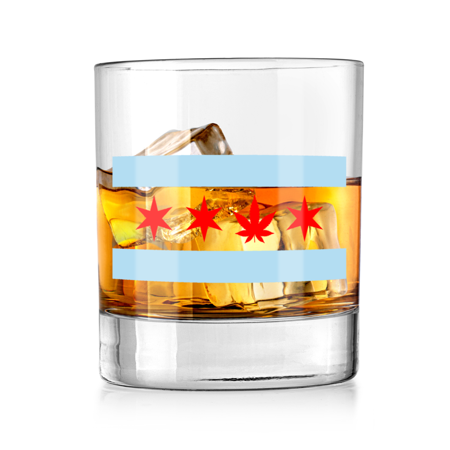 Chicago Flag Single Pot Leaf Whiskey Tumbler