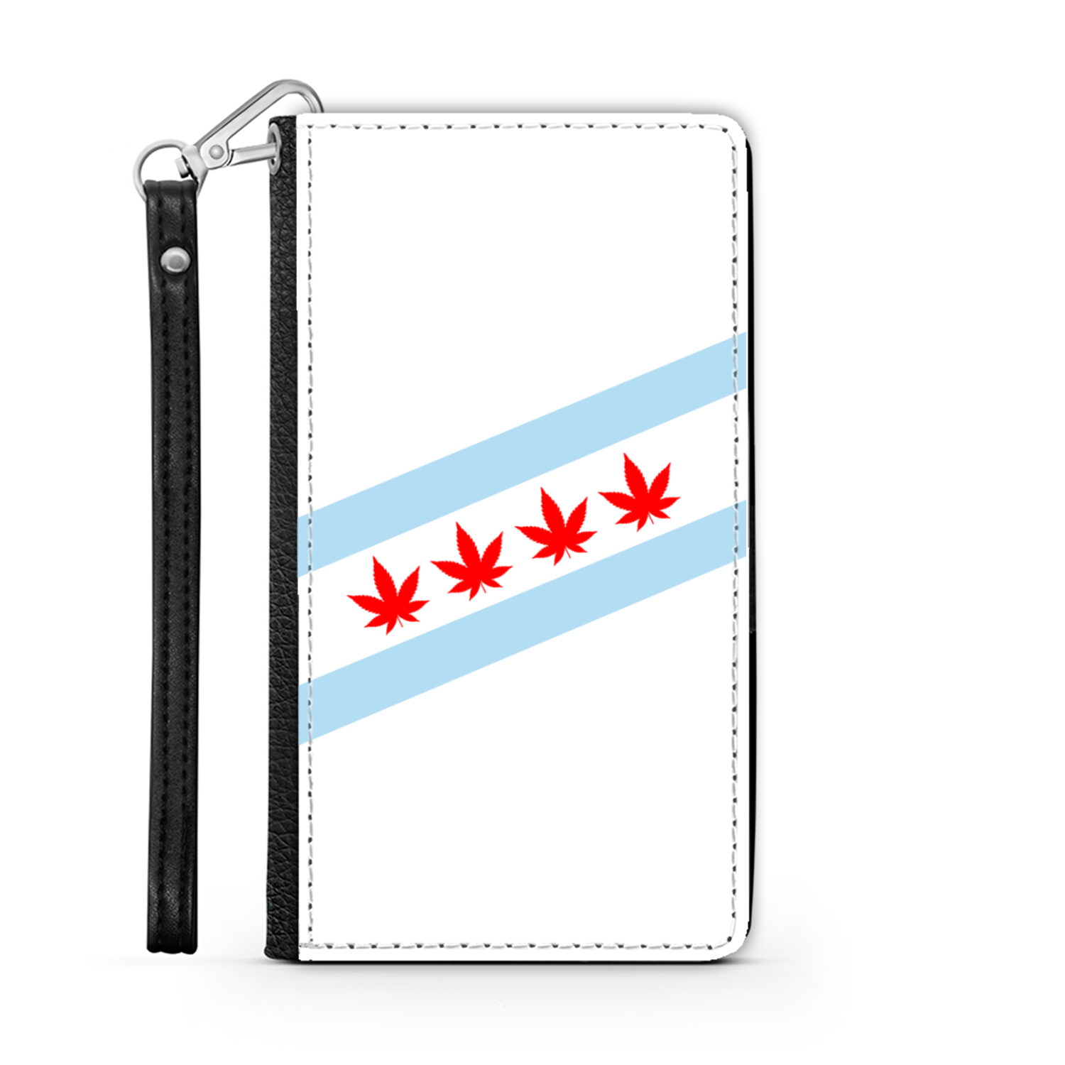 Chicago Flag Four Pot Leaf Wallet Phone Case