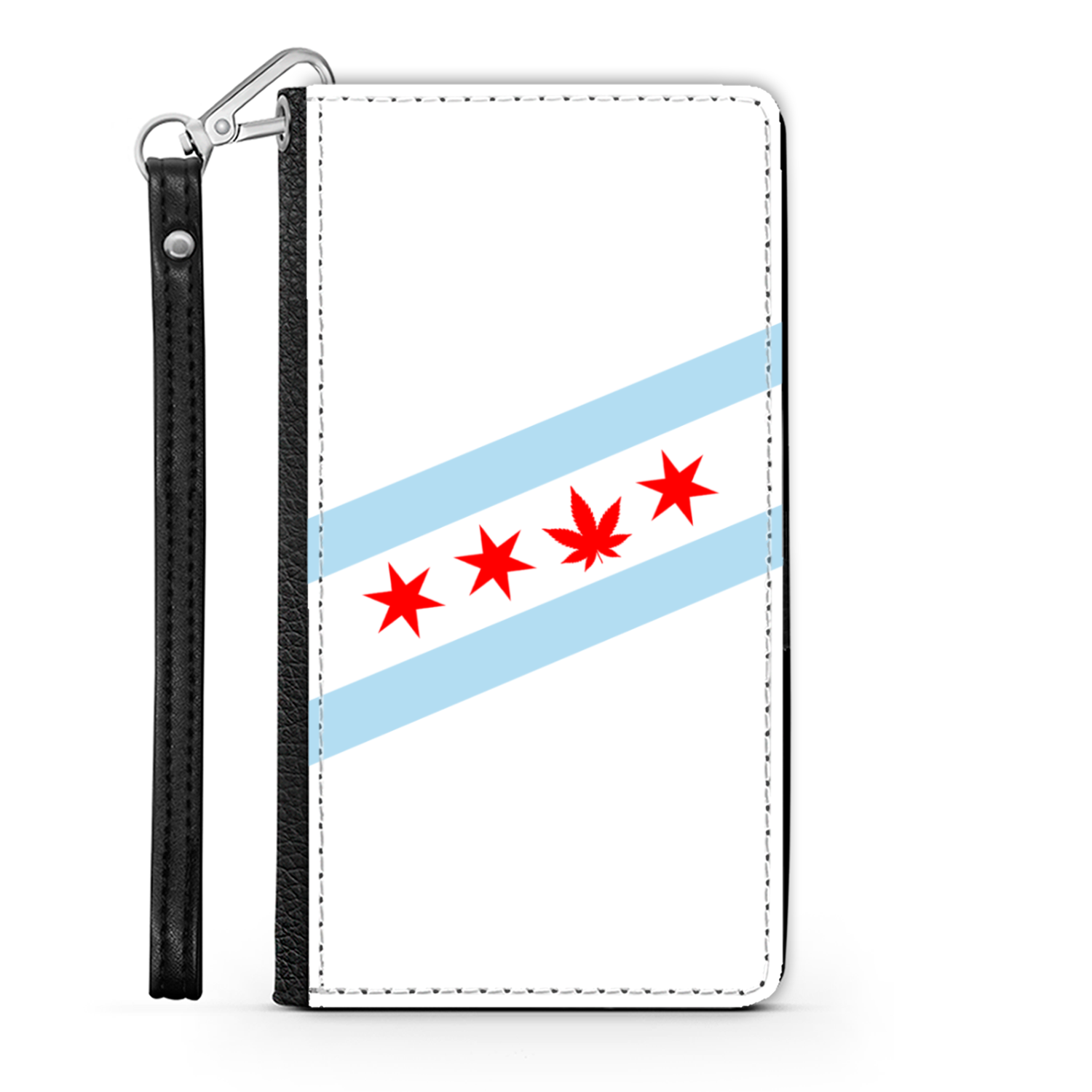 Chicago Flag Single Pot Leaf Wallet Phone Case