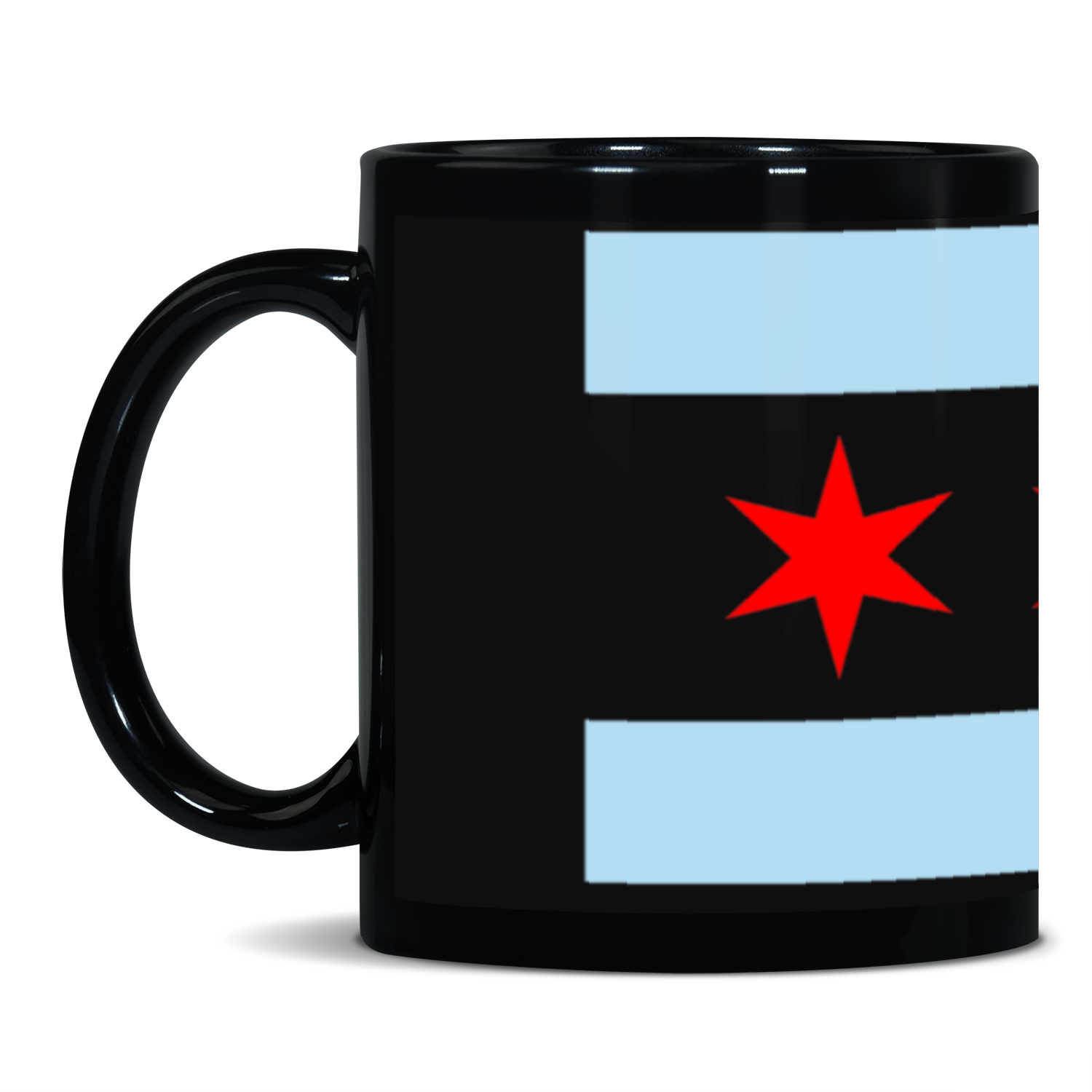 Chicago Flag Single Pot Leaf 11oz Black Patch Mug