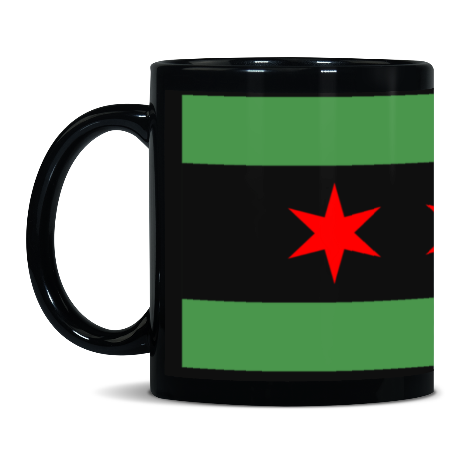 Chicago Flag Green River 11oz Black Patch Mug