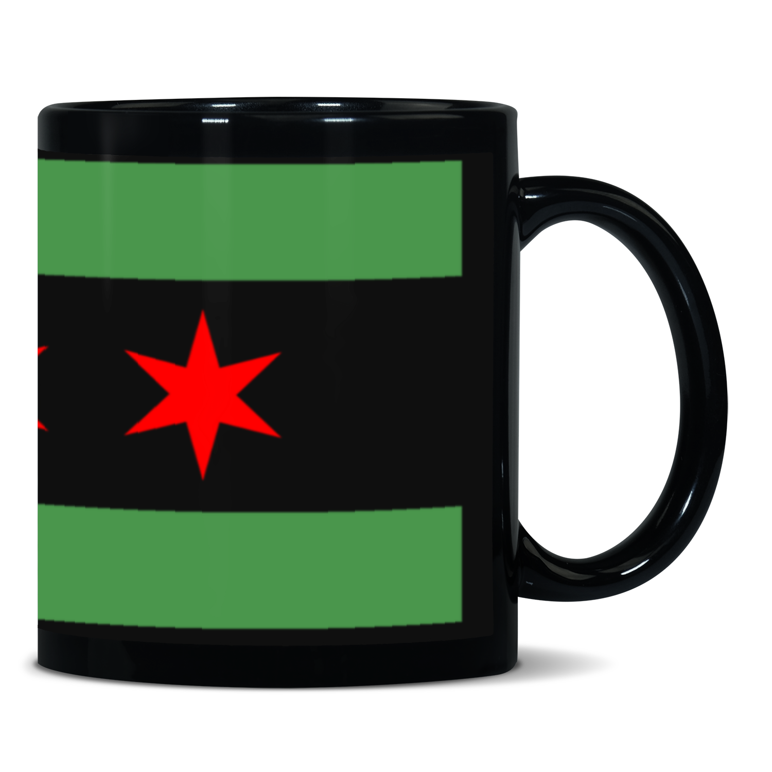 Chicago Flag Green River 11oz Black Patch Mug