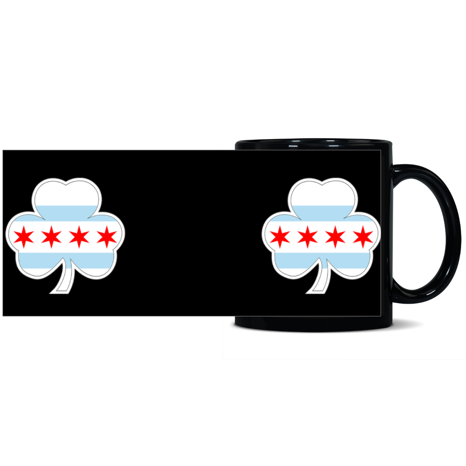 Chicago Flag Shamrock St. Patty’s 11oz Black Patch Mug