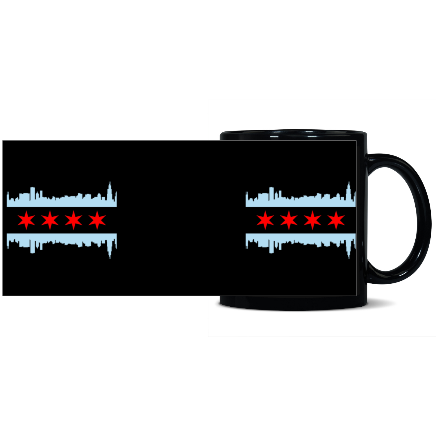 Chicago Skyline Flag Black Patch 11oz mug