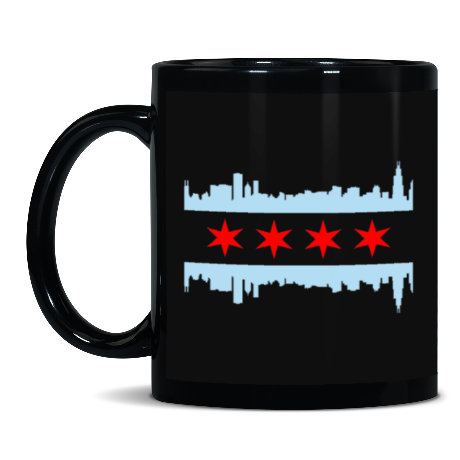 Chicago Skyline Flag Black Patch 11oz mug