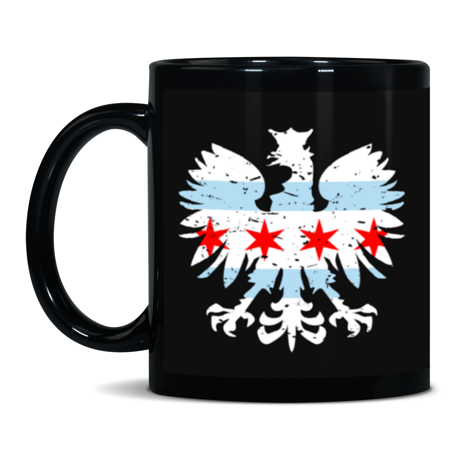 Chicago Flag Polish Eagle Black Patch 11oz Mug
