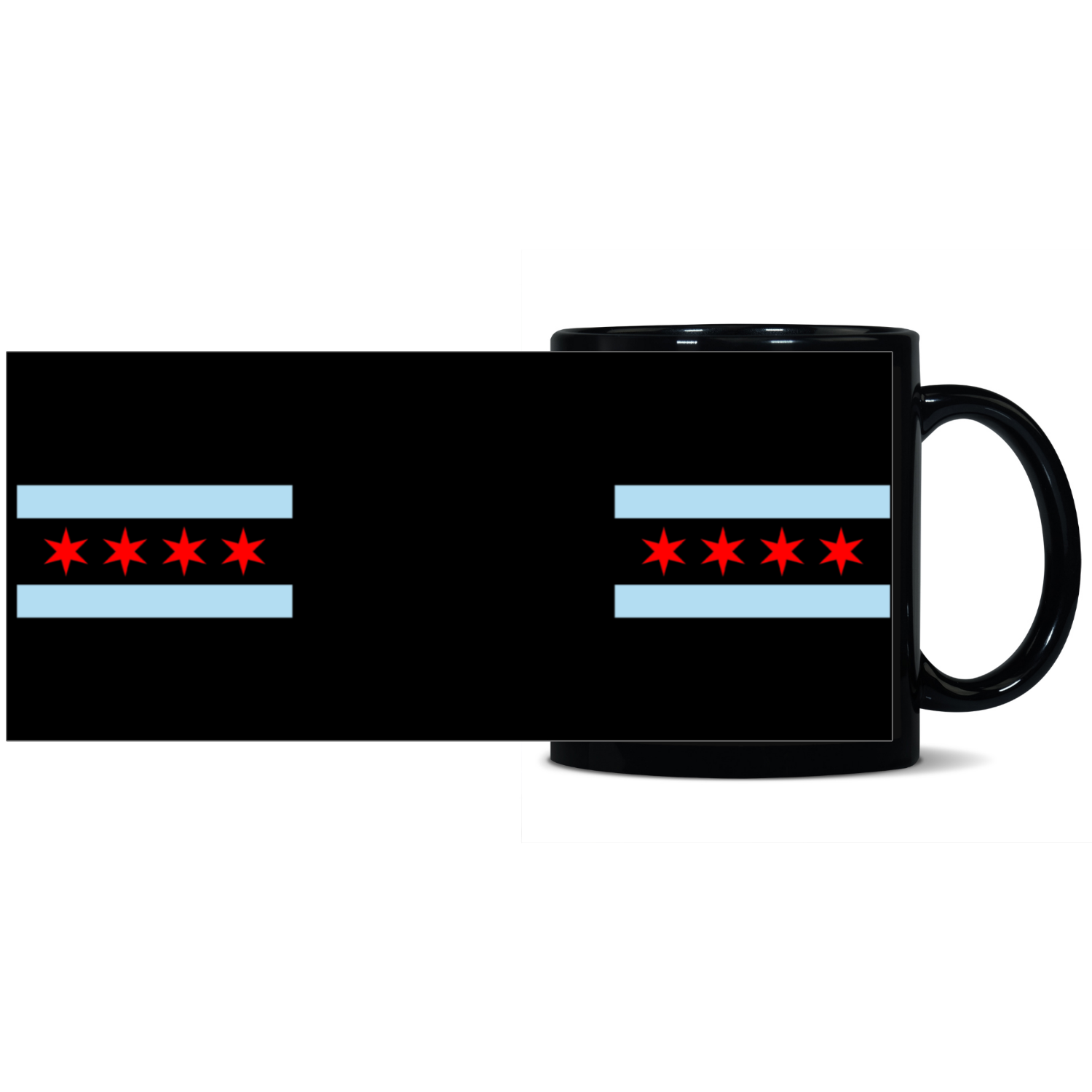 Chicago Flag Black Patch 11oz Mug