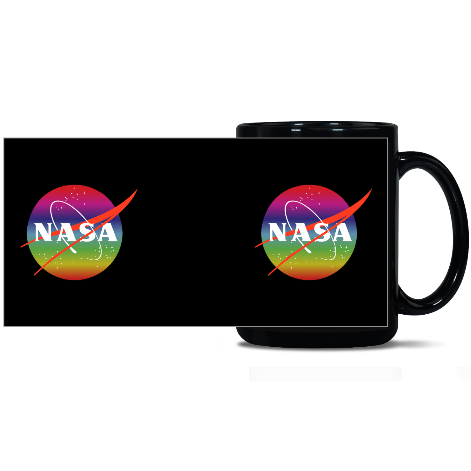 NASA Rainbow 15oz Black Patch Mug