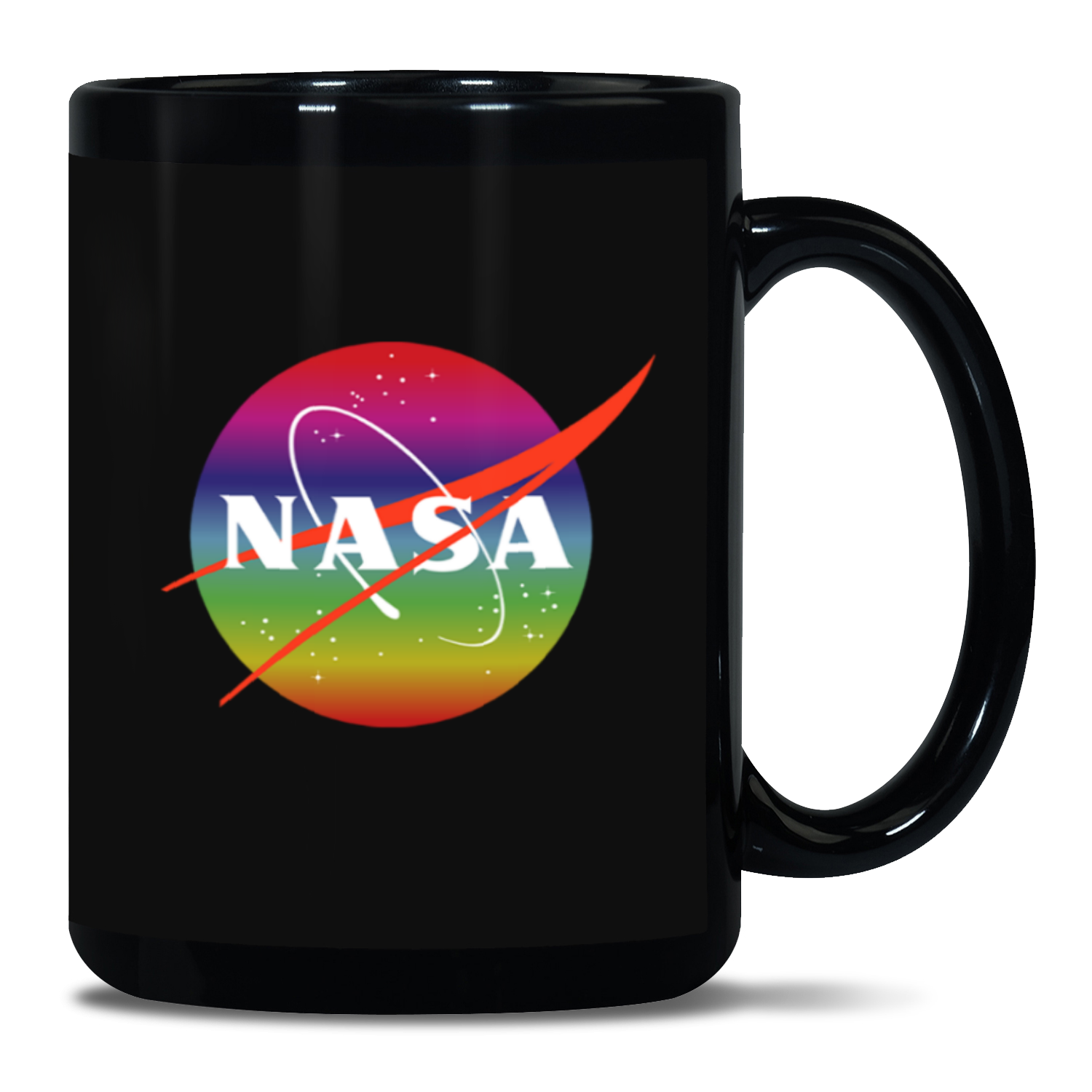 NASA Rainbow 15oz Black Patch Mug