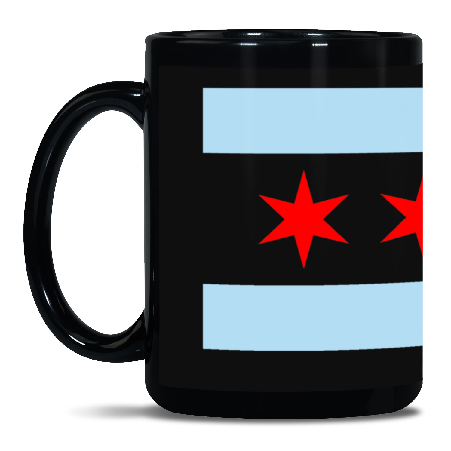 Chicago Flag Single Pot Leaf 15oz Black Patch Mug