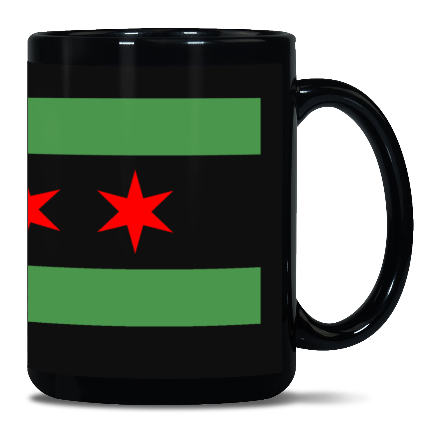 Chicago Flag Green River 15oz Black Patch Mug