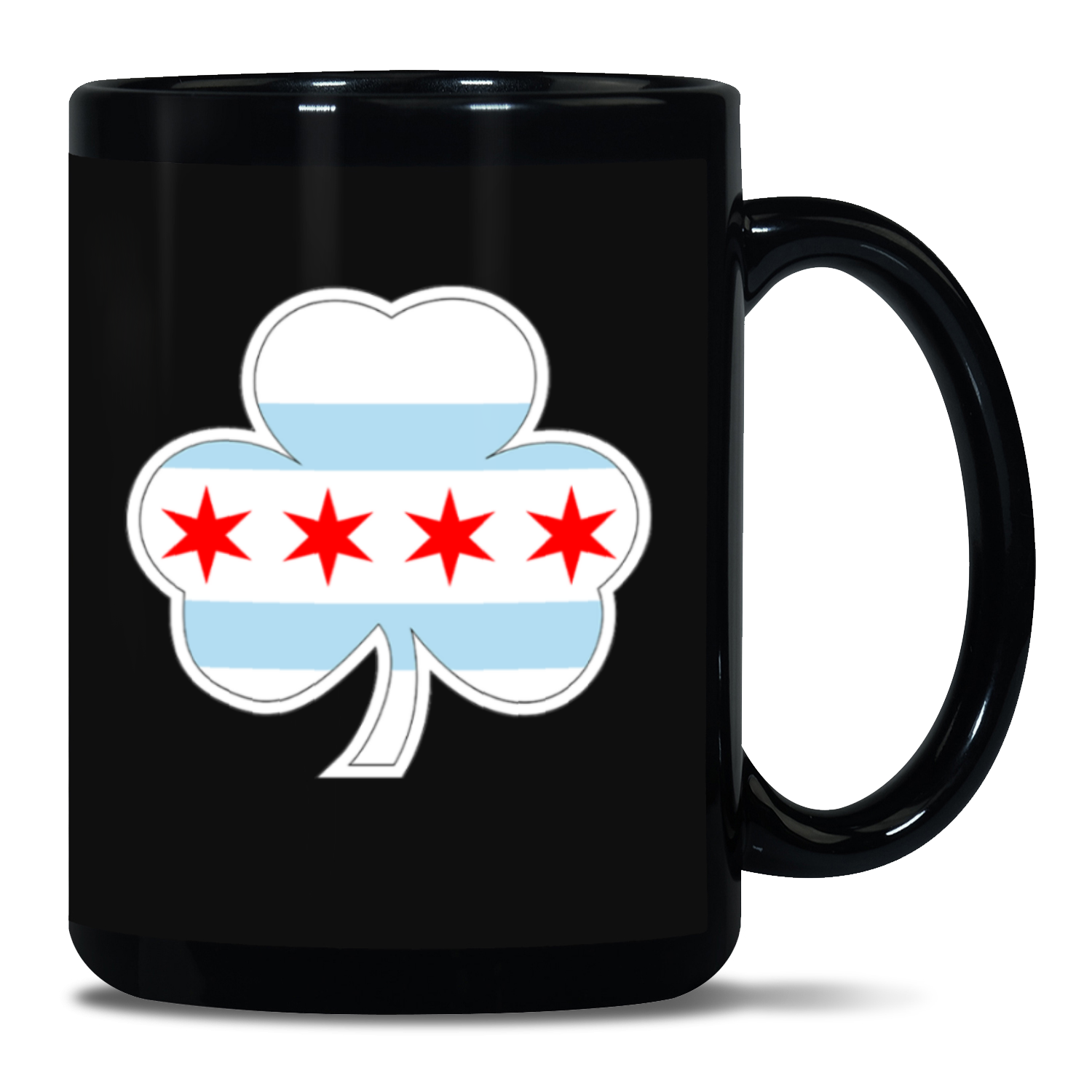 Chicago Flag Shamrock St. Patty’s 15oz Black Patch Mug