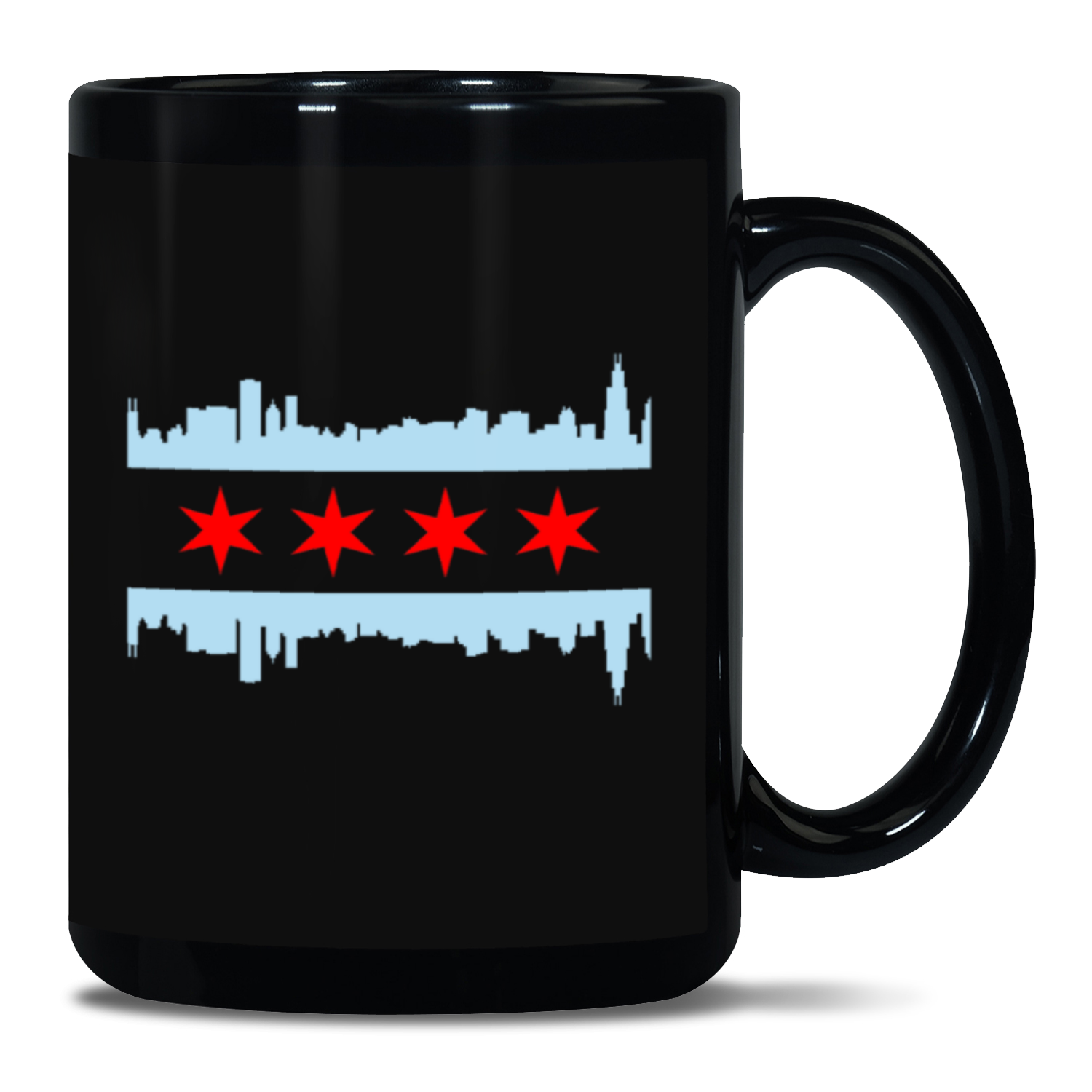 Chicago Flag Skyline Black Patch 15oz Mug
