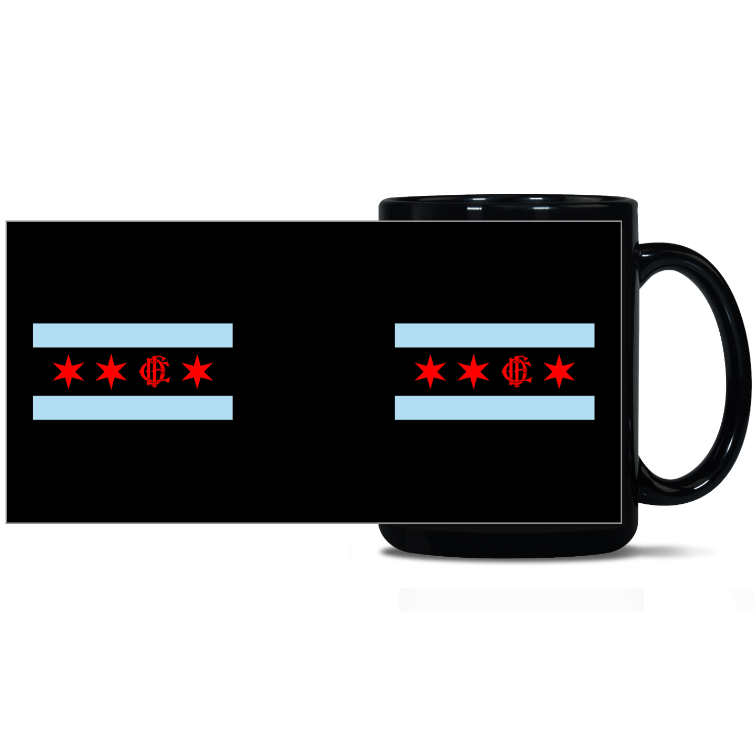 Chicago FD/EMT Flag Black Patch 15oz Mug