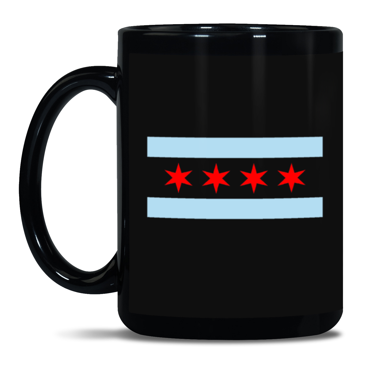 Chicago Flag Black Patch 15oz Mug