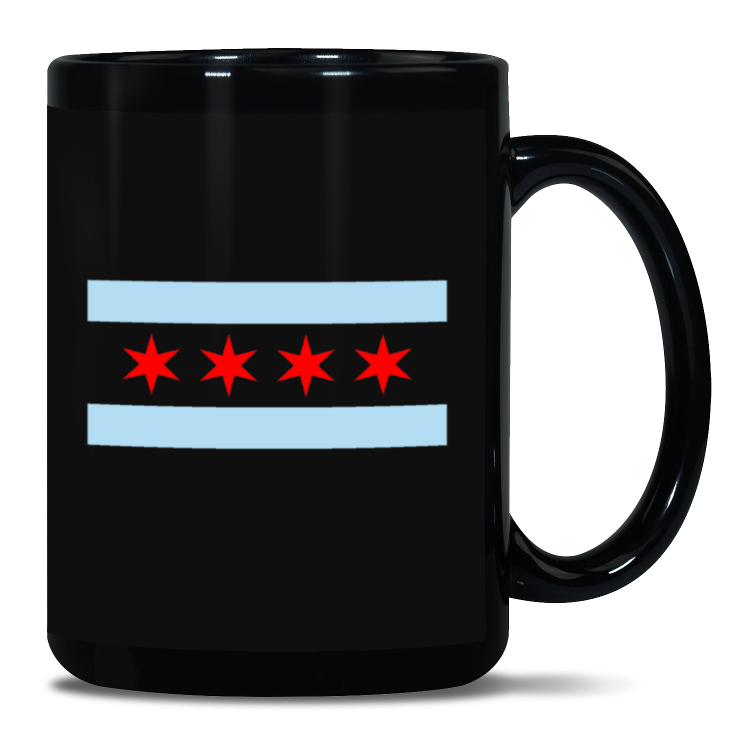 Chicago Flag Black Patch 15oz Mug