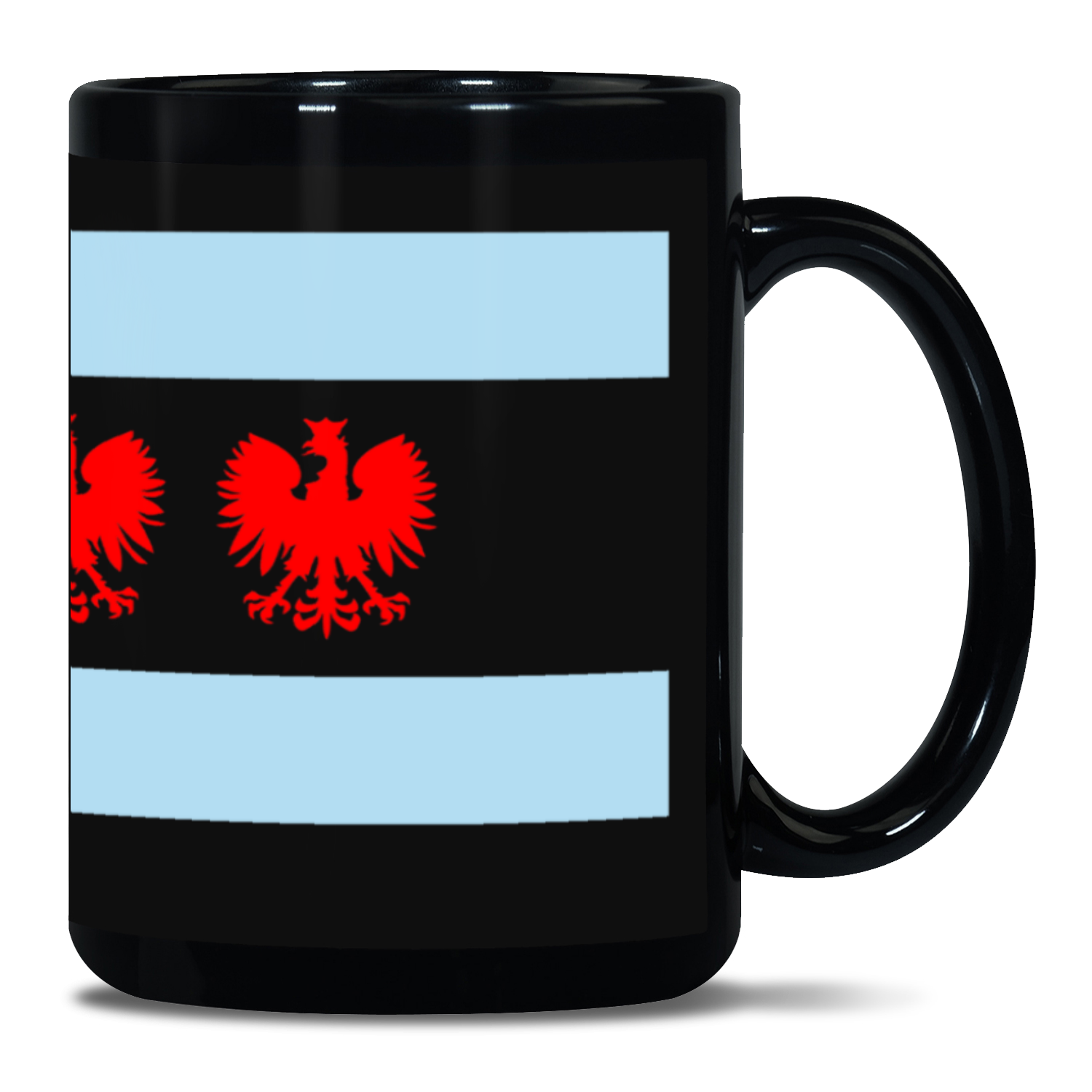 Chicago Flag Polish Four Eagle Black Patch 15oz Mug