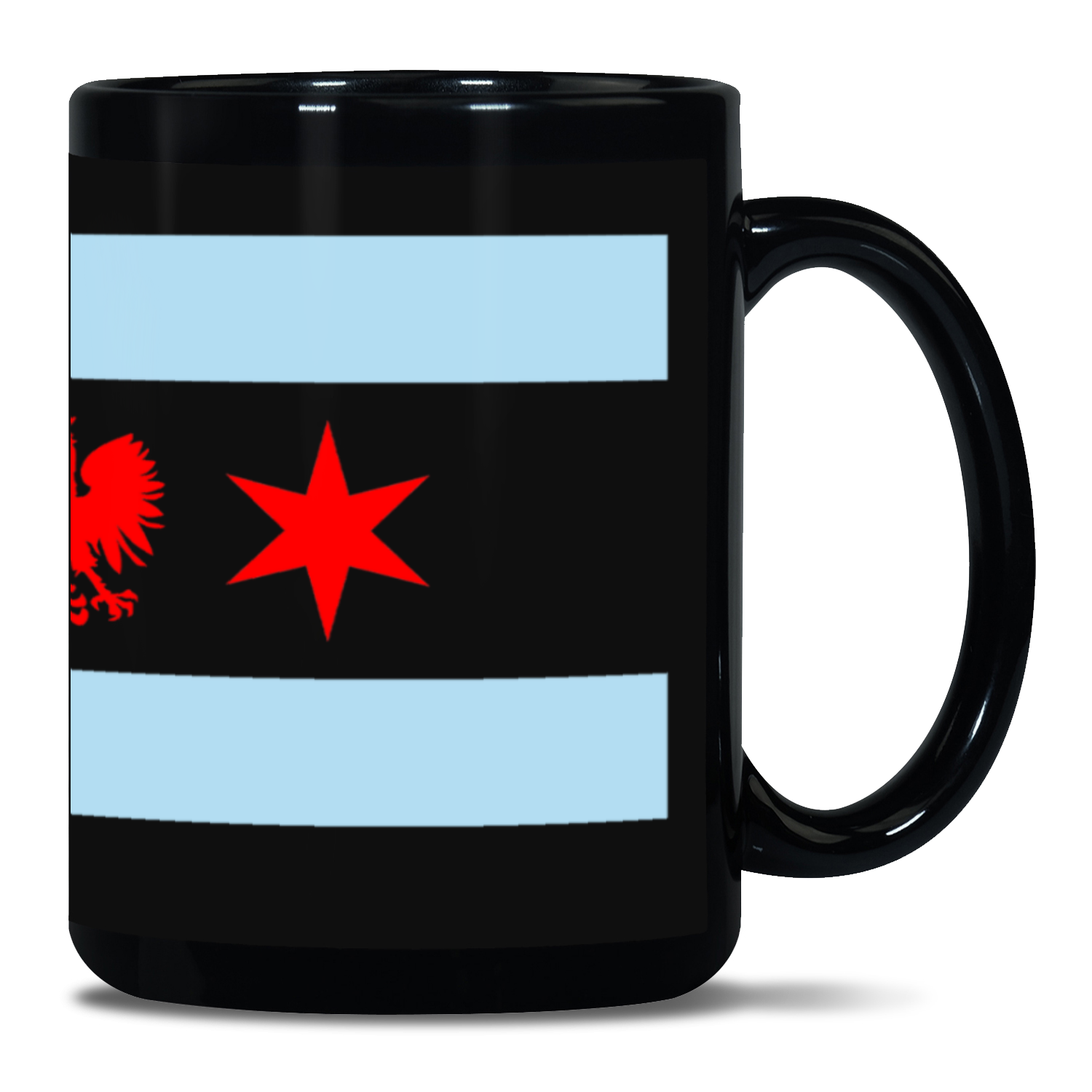 Chicago Flag Polish Single Eagle Black Patch Mug
