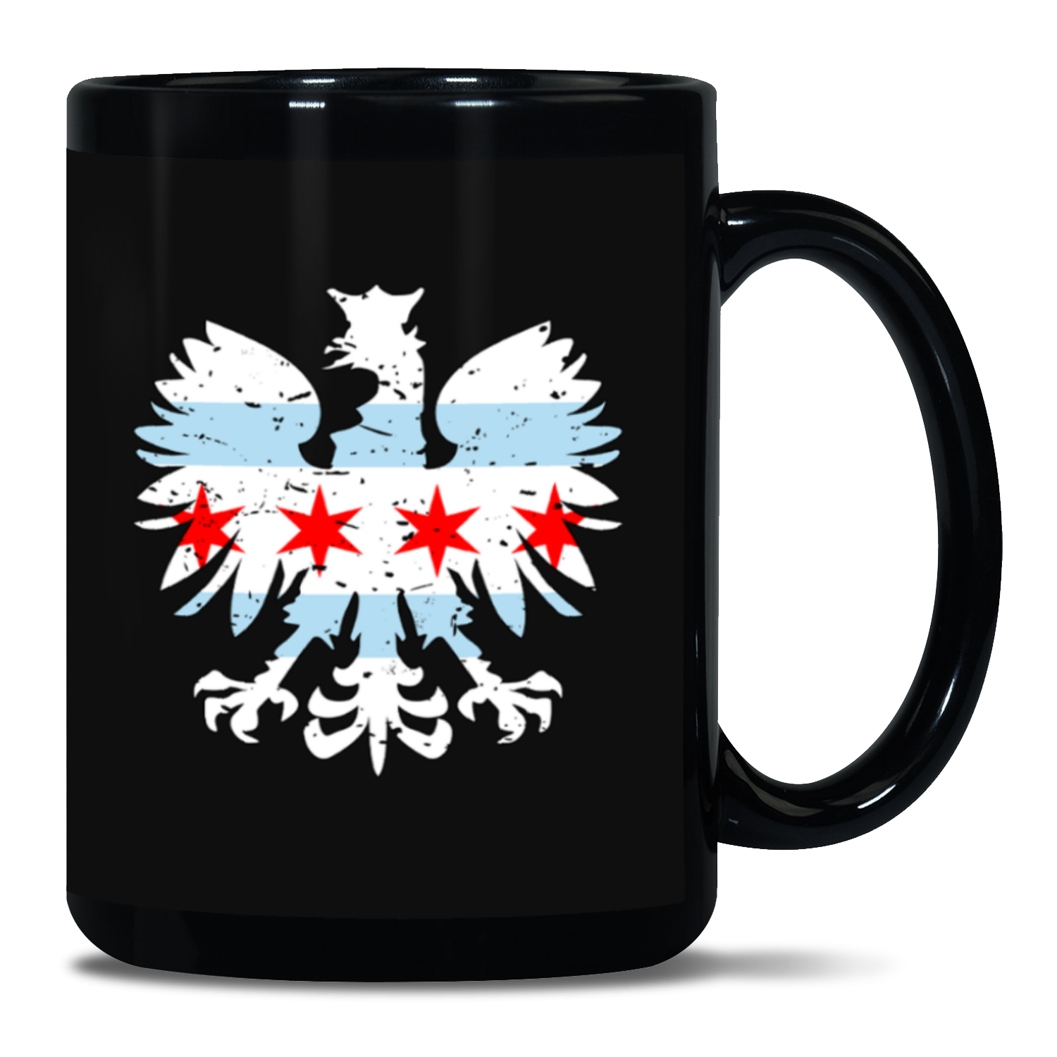 Chicago Flag Polish Eagle Black Patch 15oz Mug