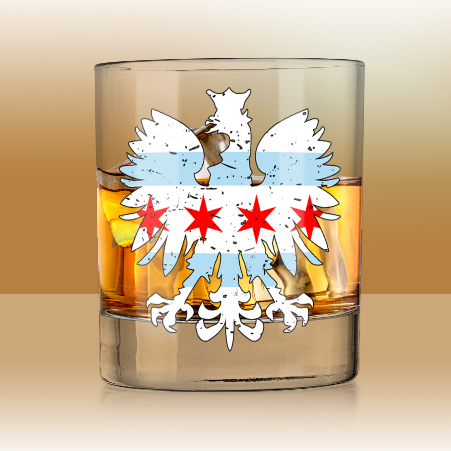 Chicago Flag Polish Eagle Whiskey Tumbler