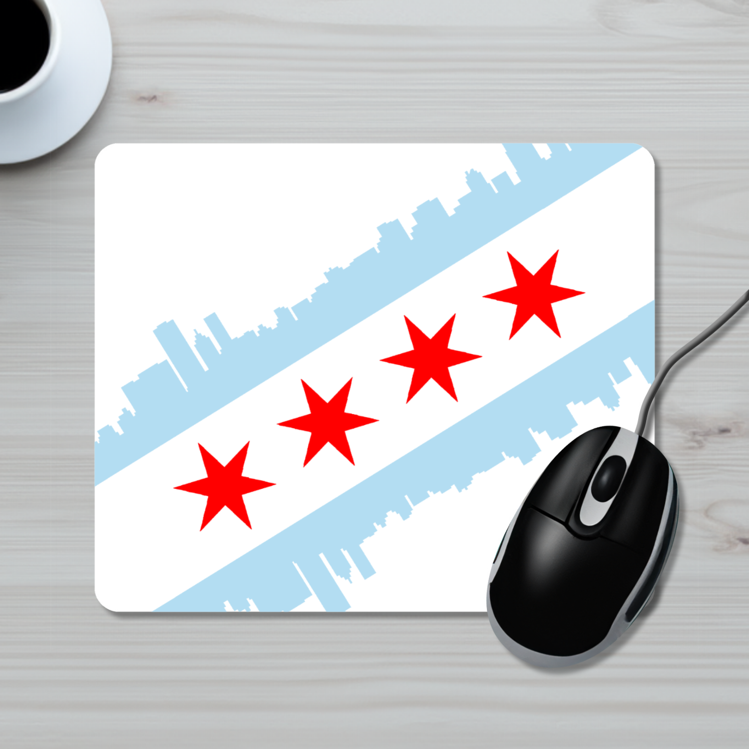 Chicago Skyline Flag Mouse Pad