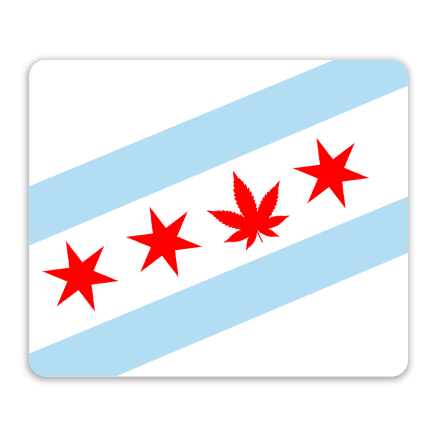 Chicago Flag Single Pot Leaf Mouse Pad