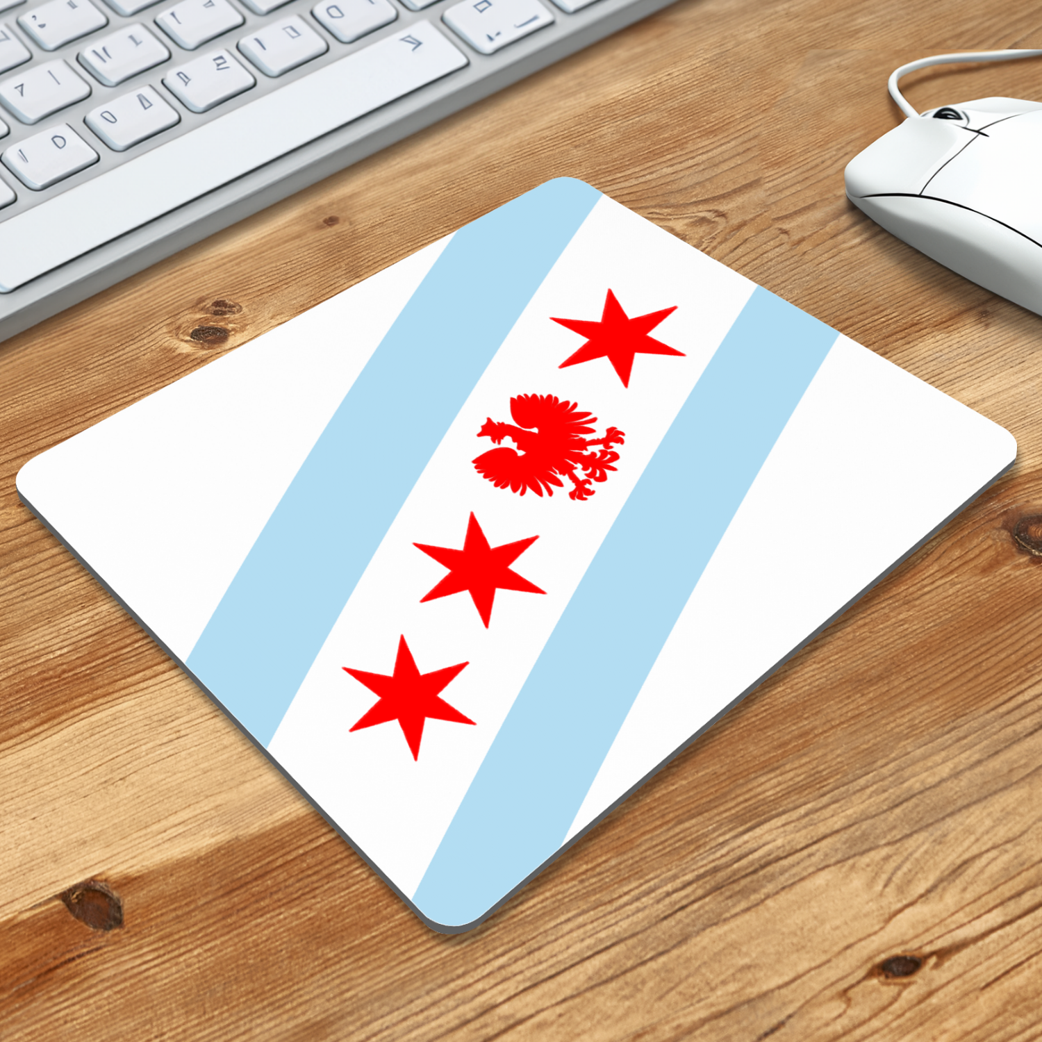 Chicago Flag Polish Single Eagle Mouse Pad