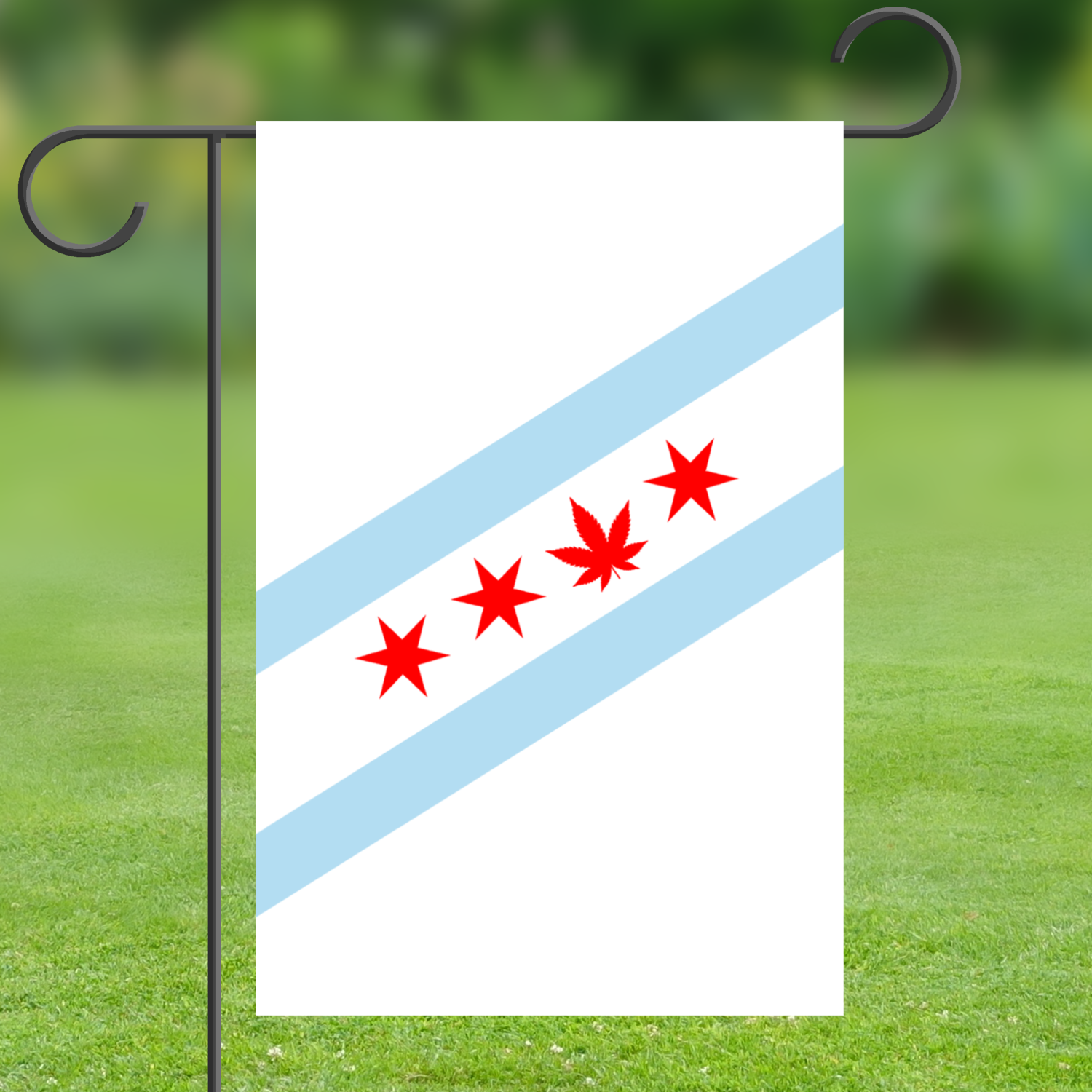 Chicago Flag Single Pot Leaf  Garden Flag