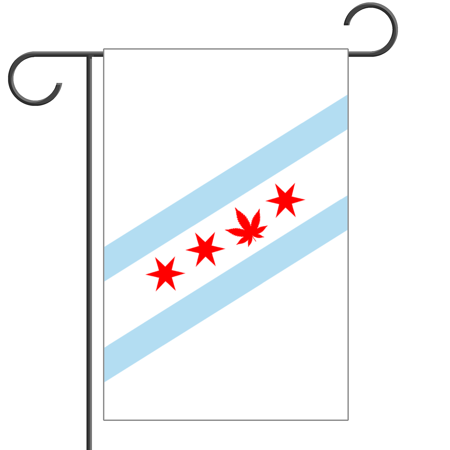 Chicago Flag Single Pot Leaf  Garden Flag