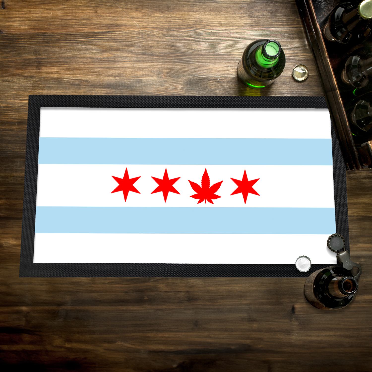 Chicago Flag Single Pot Leaf Bar Mat