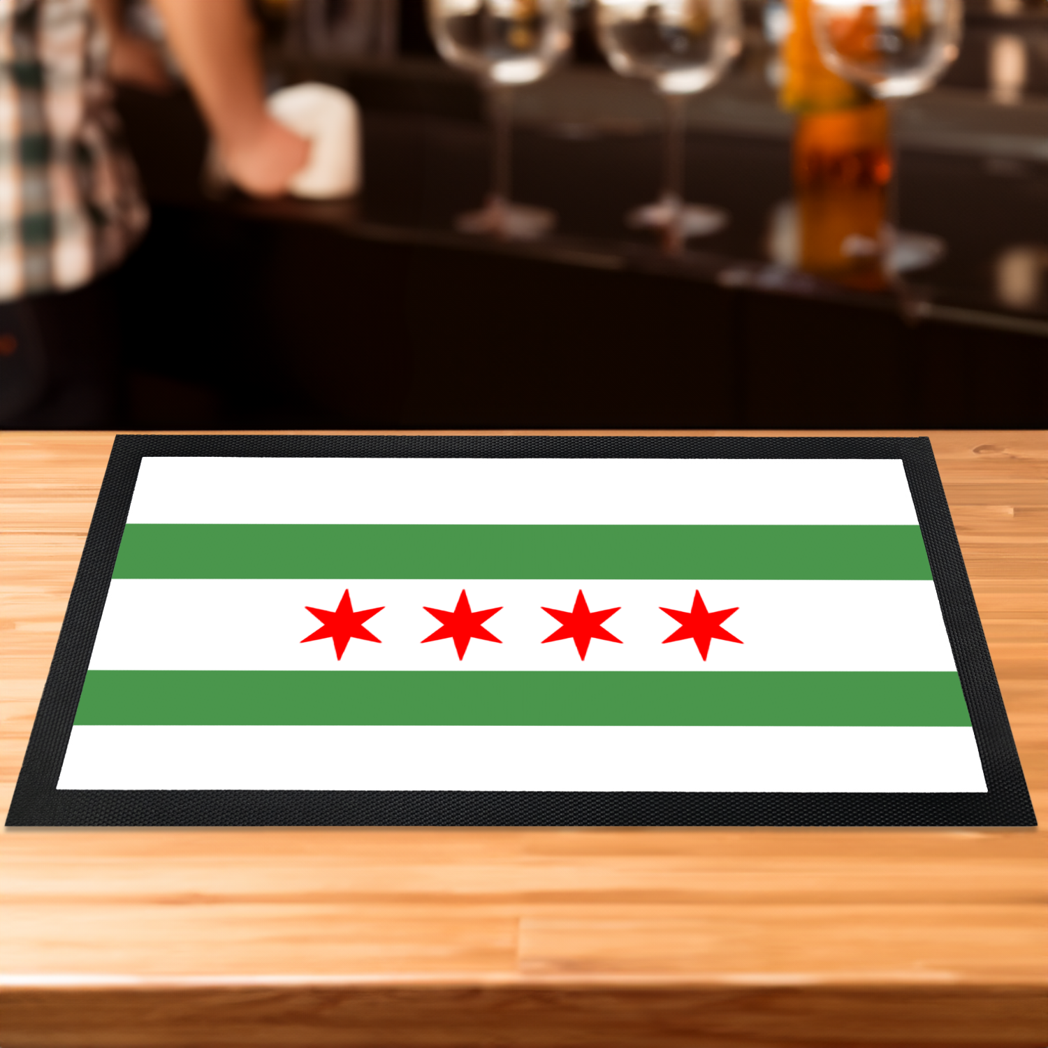 Chicago Flag Green River Bar Mat