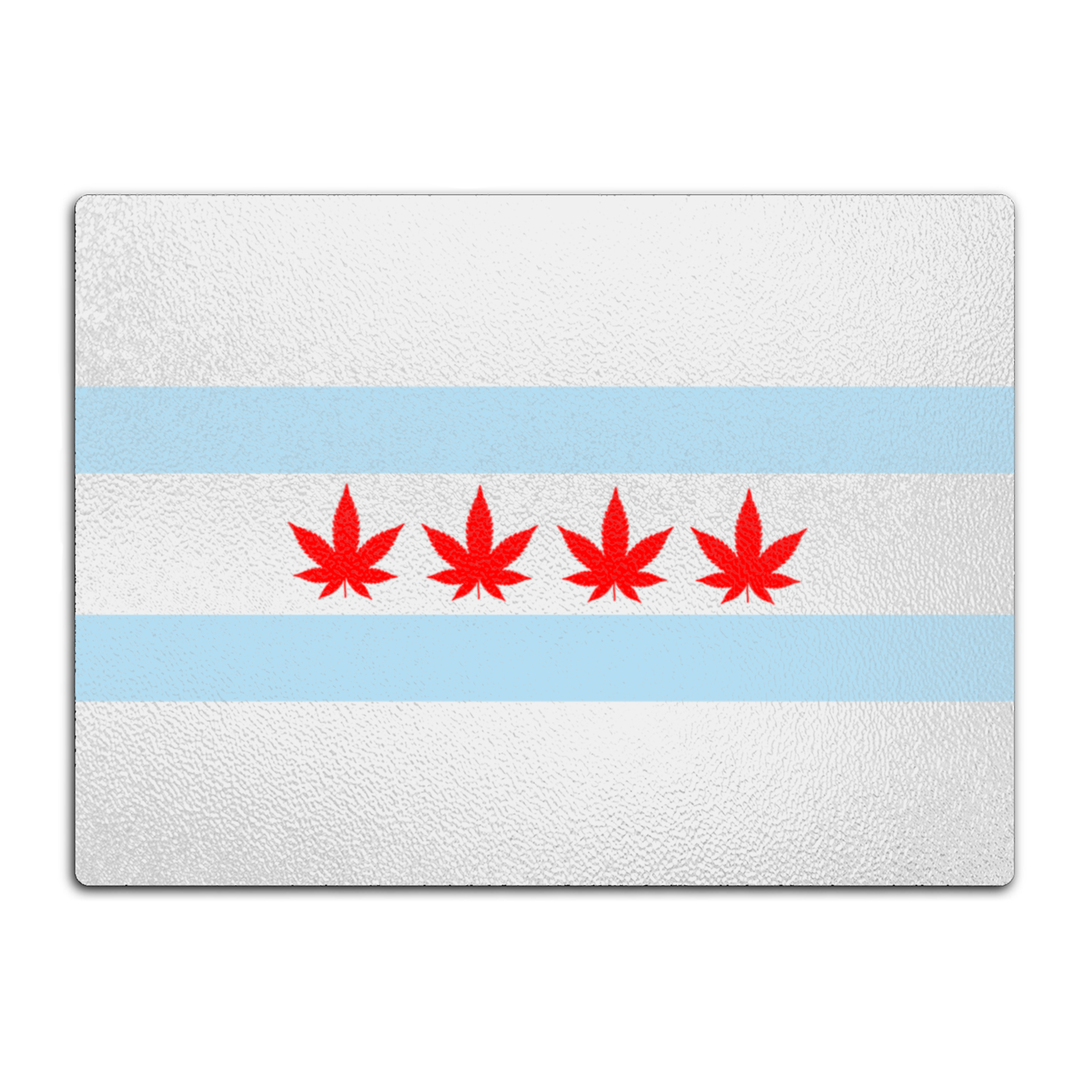 Chicago Flag Four Pot Leaf Glass Cutting Board